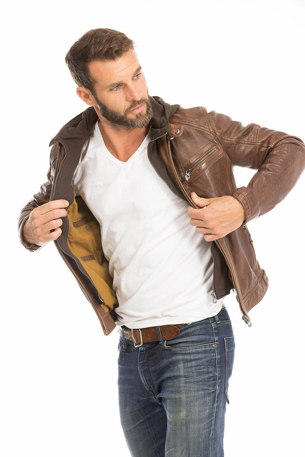 Blouson Cuir Homme Dark Cognac "BISHOP" – Image 2