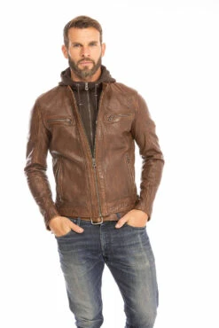 Blouson Cuir Homme Dark Cognac "BISHOP" -Maroquinerie blouson cuir homme cognac fonce 101126 bishop 8 036641200 1749 28092023