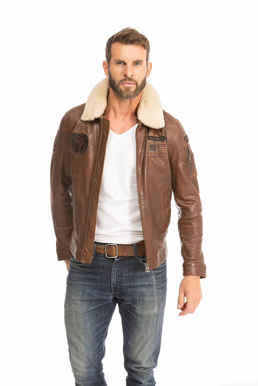 Blouson Cuir Homme Dark Cognac " 102422 " – Image 7