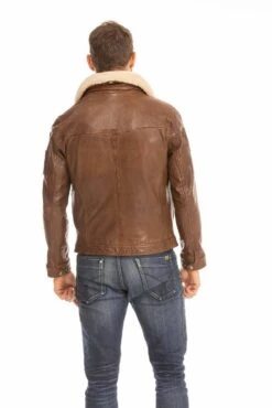 Blouson Cuir Homme Dark Cognac " 102422 " -Maroquinerie blouson cuir homme cognac fonce 102422 style pilote 6 040463400 1009 29092023