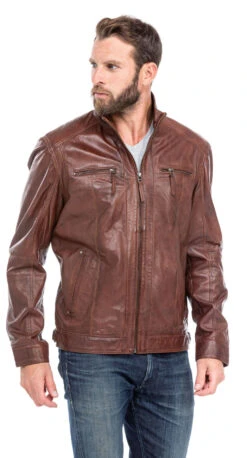 Blouson Cuir Homme Classique Cognac Fonce " 51540 " -Maroquinerie blouson cuir homme cognac fonce 51540 5 001660800 1451 01102019