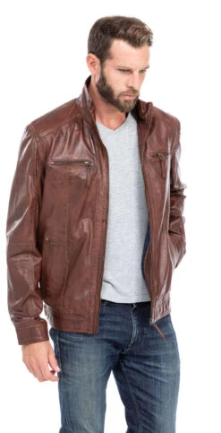 Blouson Cuir Homme Classique Cognac Fonce " 51540 " -Maroquinerie blouson cuir homme cognac fonce 51540 7 036602100 1451 01102019