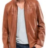Blouson Cuir Homme Cognac Classique " DELLON "