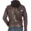 Blouson Cuir Homme à Capuche Dark Cognac " ENZO "