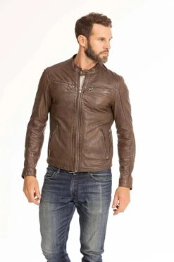 Blouson Cuir Homme Agneau Bison " GAFI " -Maroquinerie blouson cuir homme gafi bison 11 050018400 1104 29092023
