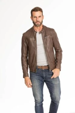 Blouson Cuir Homme Agneau Bison " GAFI " -Maroquinerie blouson cuir homme gafi bison 1 064410200 1104 29092023