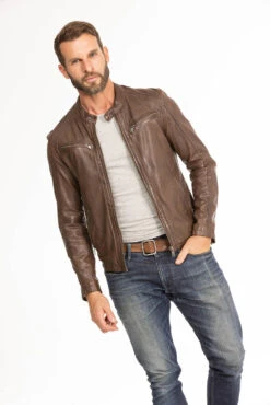 Blouson Cuir Homme Agneau Bison " GAFI " -Maroquinerie blouson cuir homme gafi bison 3 041618300 1104 29092023