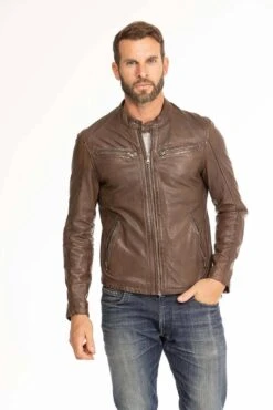 Blouson Cuir Homme Agneau Bison " GAFI " -Maroquinerie blouson cuir homme gafi bison 8 018278000 1104 29092023