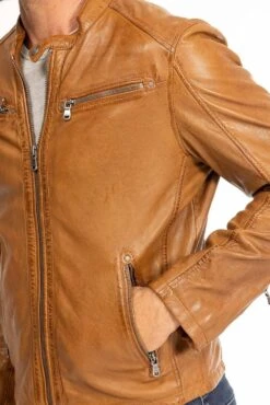 Blouson Cuir Homme Agneau Cognac " GAFI " -Maroquinerie blouson cuir homme gafi cognac 10 074814300 1104 29092023