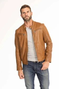 Blouson Cuir Homme Agneau Cognac " GAFI " -Maroquinerie blouson cuir homme gafi cognac 3 045887600 1104 29092023
