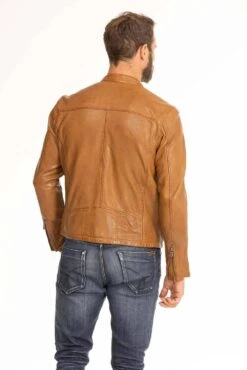 Blouson Cuir Homme Agneau Cognac " GAFI "