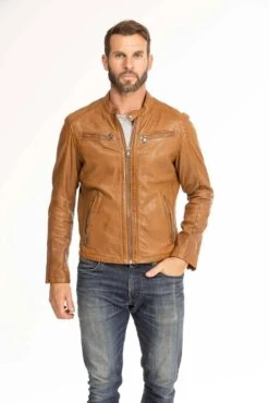 Blouson Cuir Homme Agneau Cognac " GAFI " -Maroquinerie blouson cuir homme gafi cognac 8 085501300 1104 29092023