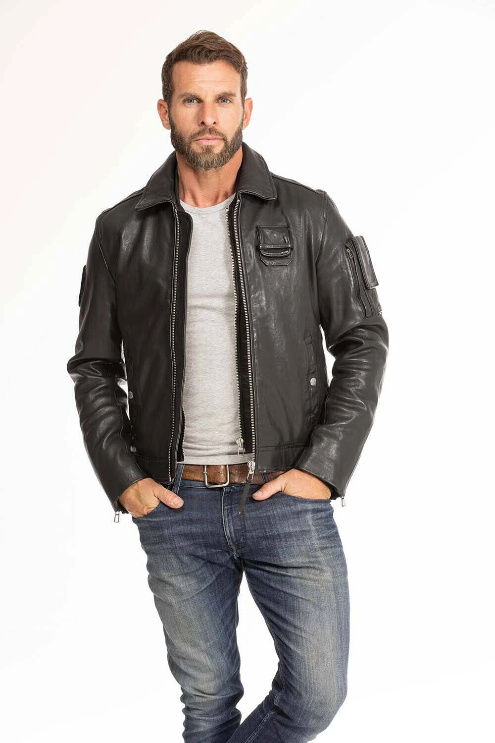 Blouson Cuir Homme Patrouille De France Noir " JAEGGER " – Image 3