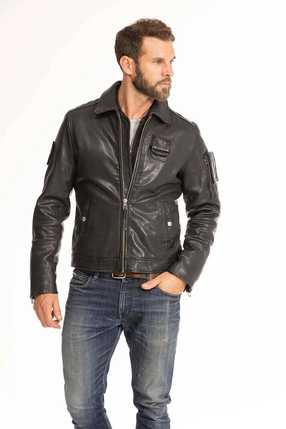 Blouson Cuir Homme Patrouille De France Noir " JAEGGER " – Image 6