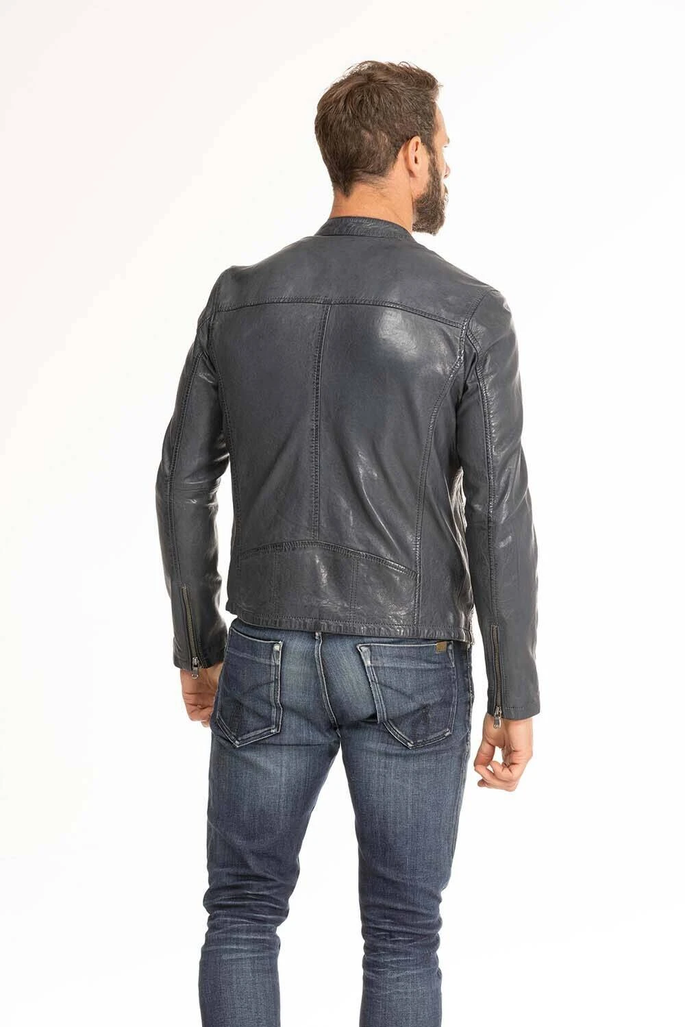 Blouson Cuir Homme Agneau Navy " GAFI " 1 Blouson Cuir Homme Agneau Navy " GAFI "