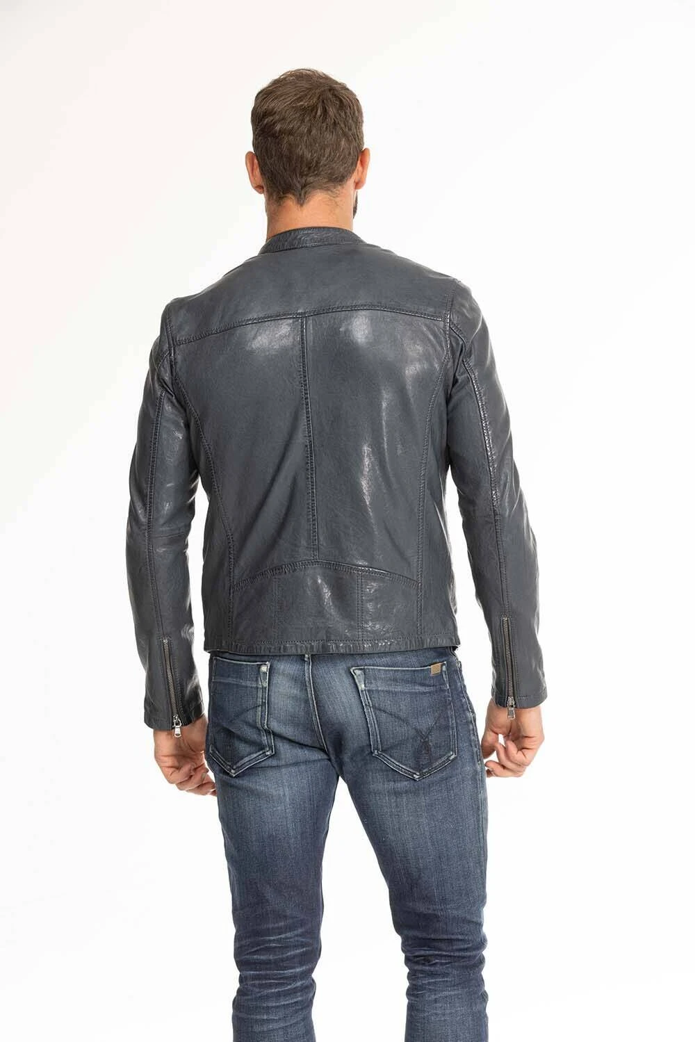 Blouson Cuir Homme Agneau Navy " GAFI " 6 Blouson Cuir Homme Agneau Navy " GAFI " – Image 6