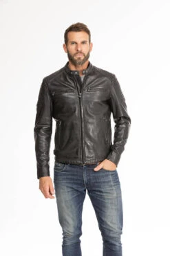 Blouson Cuir Homme Noir " 101700 " -Maroquinerie blouson cuir homme noir 101700 10 000700500 1750 28092023