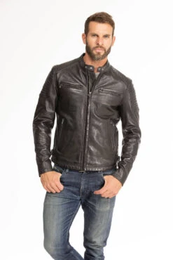 Blouson Cuir Homme Noir " 101700 " -Maroquinerie blouson cuir homme noir 101700 13 068465400 1750 28092023