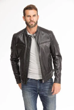 Blouson Cuir Homme Noir " 101700 " -Maroquinerie blouson cuir homme noir 101700 2 084438200 1750 28092023