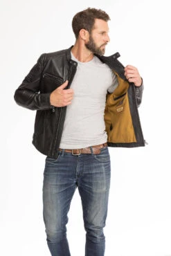 Blouson Cuir Homme Noir " 101700 " -Maroquinerie blouson cuir homme noir 101700 8 034211400 1750 28092023