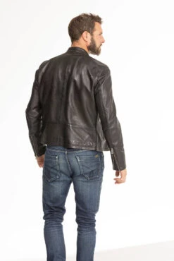 Blouson Cuir Homme Agneau Noir " 102134 "