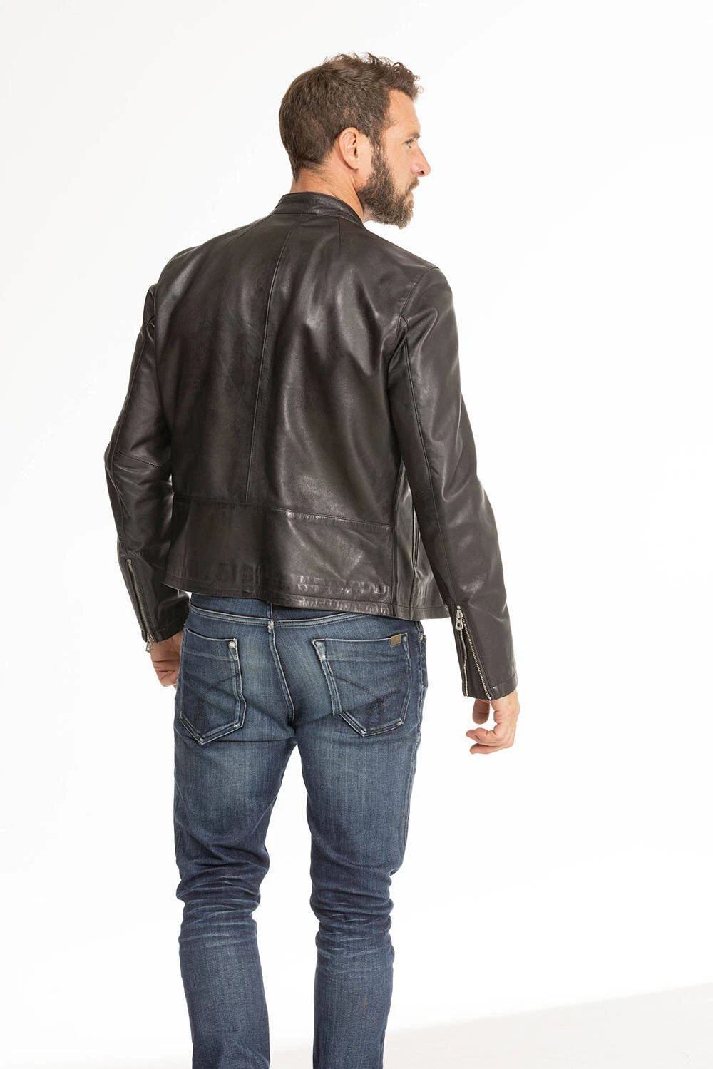 Blouson Cuir Homme Agneau Noir " 102134 " 1 Blouson Cuir Homme Agneau Noir " 102134 "