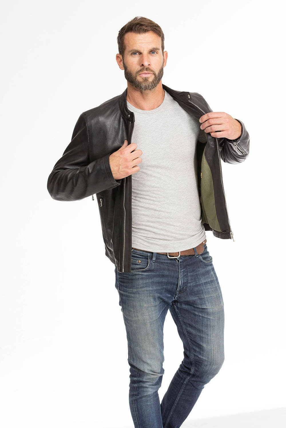 Blouson Cuir Homme Agneau Noir " 102134 " 2 Blouson Cuir Homme Agneau Noir " 102134 " – Image 2