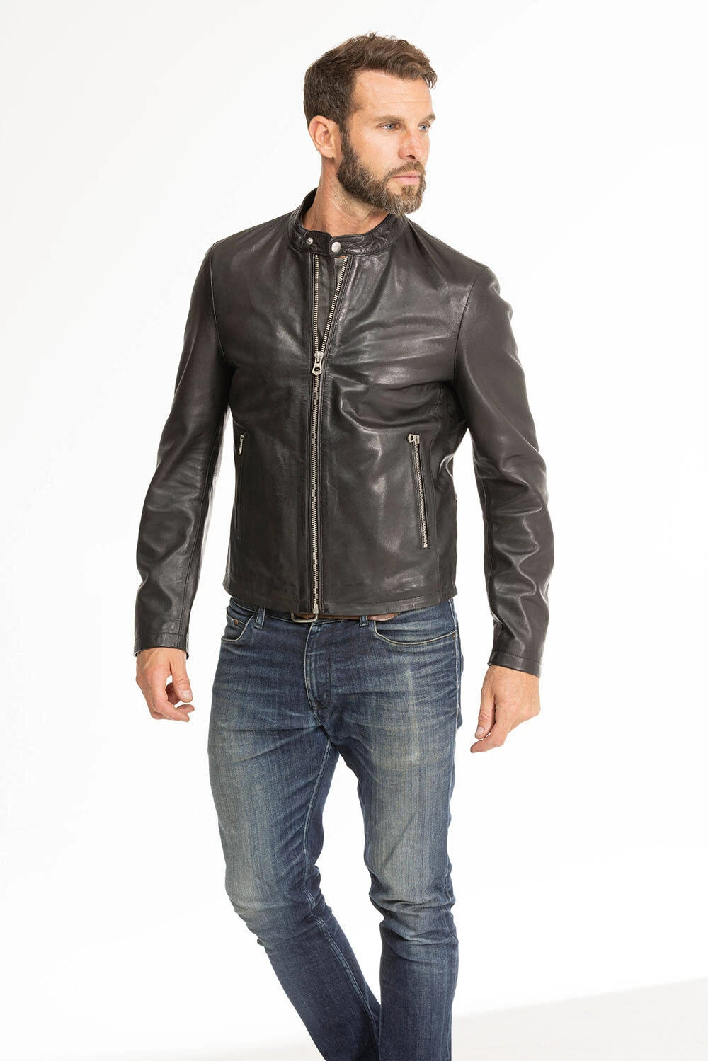 Blouson Cuir Homme Agneau Noir " 102134 " 3 Blouson Cuir Homme Agneau Noir " 102134 " – Image 3