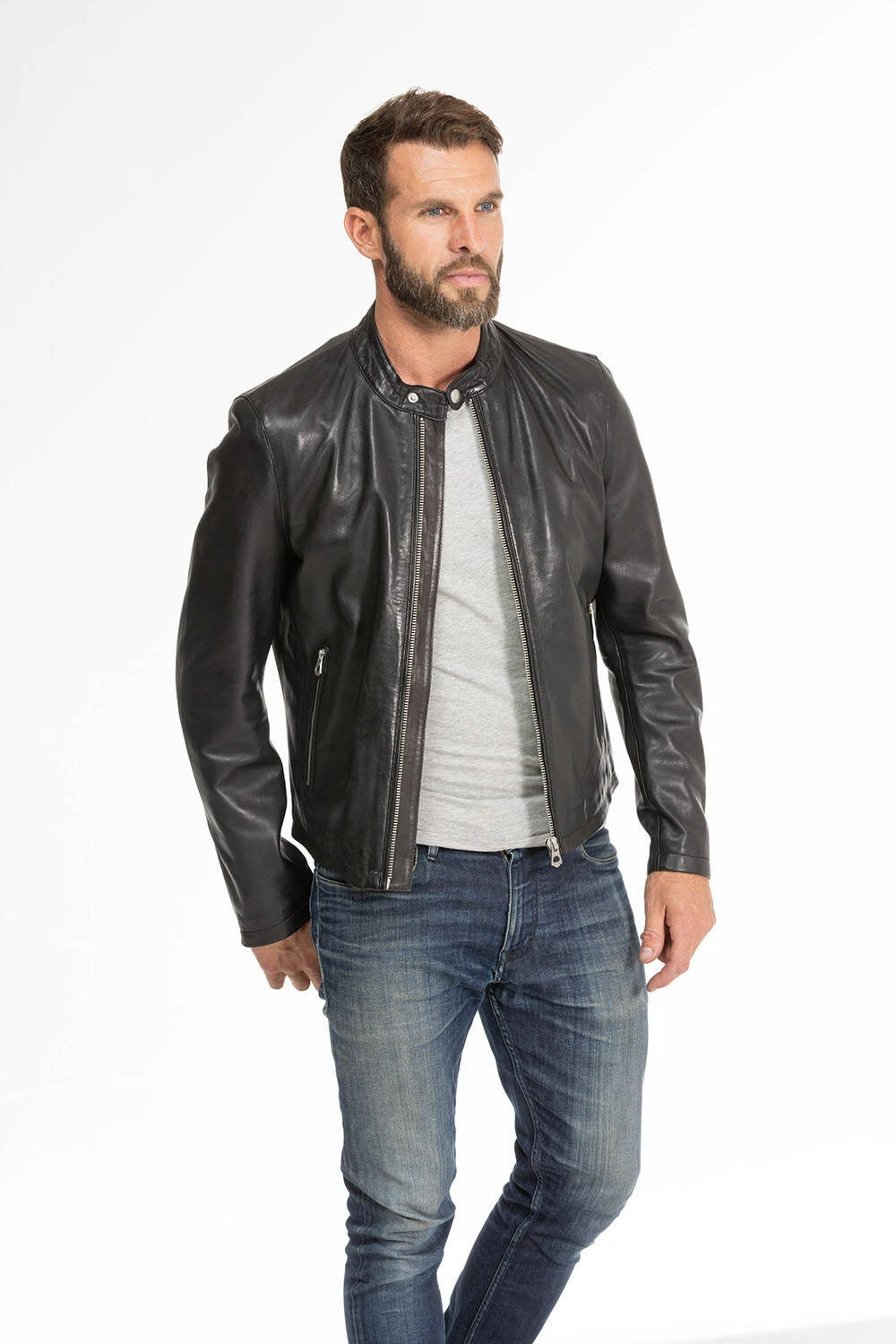 Blouson Cuir Homme Agneau Noir " 102134 " 4 Blouson Cuir Homme Agneau Noir " 102134 " – Image 4