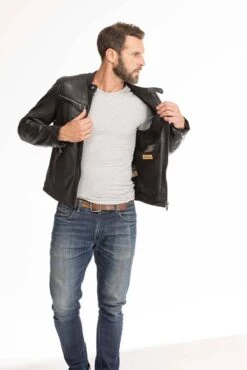 Blouson Cuir Homme Agneau Noir " GAFI " -Maroquinerie blouson cuir homme noir gafi 11 066787200 1105 29092023