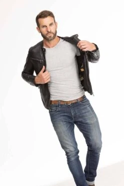 Blouson Cuir Homme Agneau Noir " GAFI " -Maroquinerie blouson cuir homme noir gafi 12 036951800 1105 29092023