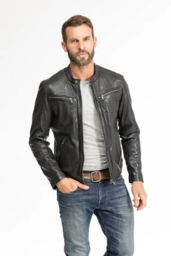 Blouson Cuir Homme Agneau Noir " GAFI " -Maroquinerie blouson cuir homme noir gafi 3 054908200 1105 29092023