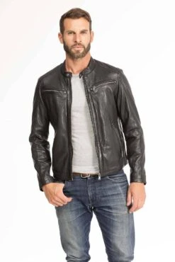 Blouson Cuir Homme Agneau Noir " GAFI " -Maroquinerie blouson cuir homme noir gafi 5 075626900 1105 29092023