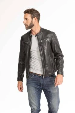 Blouson Cuir Homme Agneau Noir " GAFI " -Maroquinerie blouson cuir homme noir gafi 6 020946100 1105 29092023