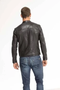 Blouson Cuir Homme Agneau Noir " GAFI "