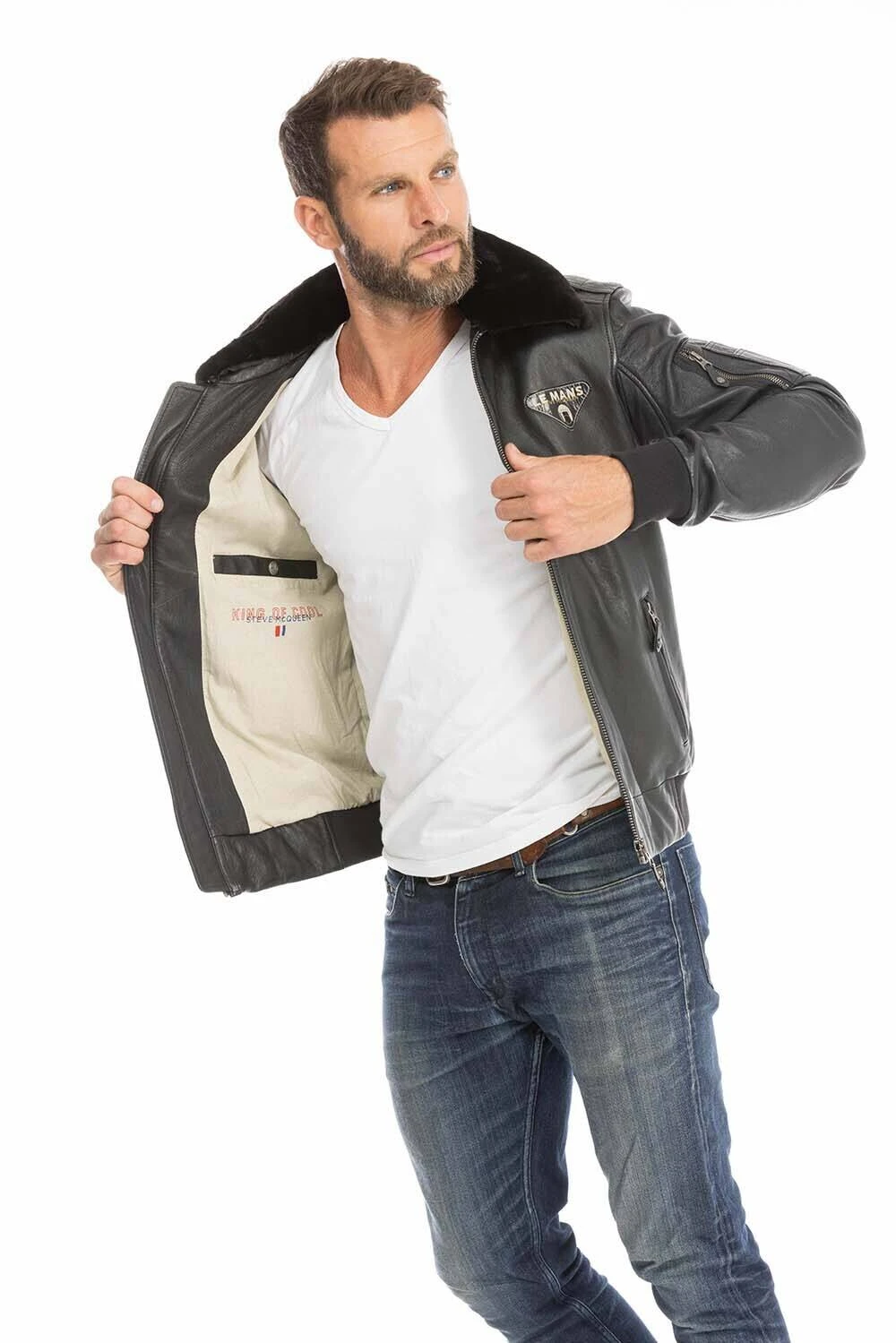 Blouson Cuir Homme Steve Mc Queen Noir " JOHN " 4 Blouson Cuir Homme Steve Mc Queen Noir " JOHN " – Image 4