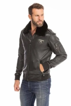 Blouson Cuir Homme Steve Mc Queen Noir " JOHN " 14 Blouson Cuir Homme Steve Mc Queen Noir " JOHN " -Maroquinerie blouson cuir homme noir john style pilote 12 020204200 1107 29092023