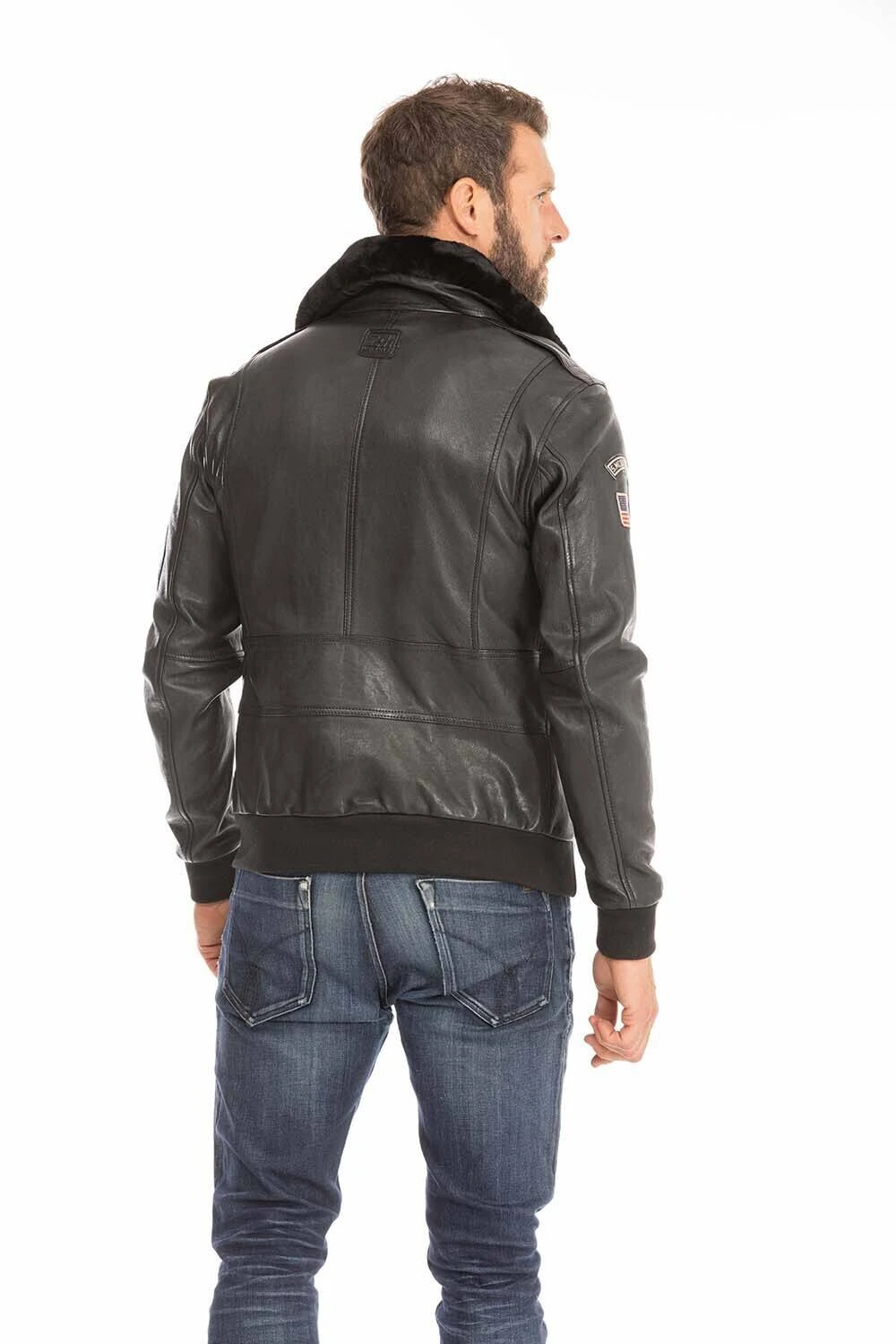 Blouson Cuir Homme Steve Mc Queen Noir " JOHN " 1 Blouson Cuir Homme Steve Mc Queen Noir " JOHN "