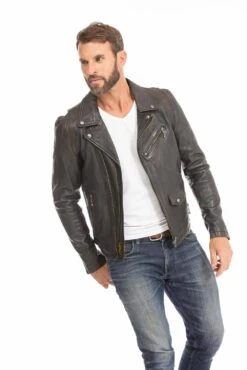 Blouson Biker Homme Noir " 102427 " -Maroquinerie blouson cuir homme perfecto 102427 noir vieilli 3 061504900 1009 29092023