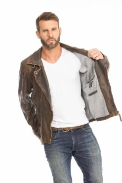 GIPSY Blouson Cuir Homme Biker Marron Vieilli " 14879 " 18 GIPSY Blouson Cuir Homme Biker Marron Vieilli " 14879 " -Maroquinerie blouson cuir homme perfecto marron 14879 10 055220900 1747 28092023