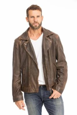 GIPSY Blouson Cuir Homme Biker Marron Vieilli " 14879 " 17 GIPSY Blouson Cuir Homme Biker Marron Vieilli " 14879 " -Maroquinerie blouson cuir homme perfecto marron 14879 1 010199000 1747 28092023