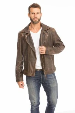 GIPSY Blouson Cuir Homme Biker Marron Vieilli " 14879 " 16 GIPSY Blouson Cuir Homme Biker Marron Vieilli " 14879 " -Maroquinerie blouson cuir homme perfecto marron 14879 5 025836500 1747 28092023