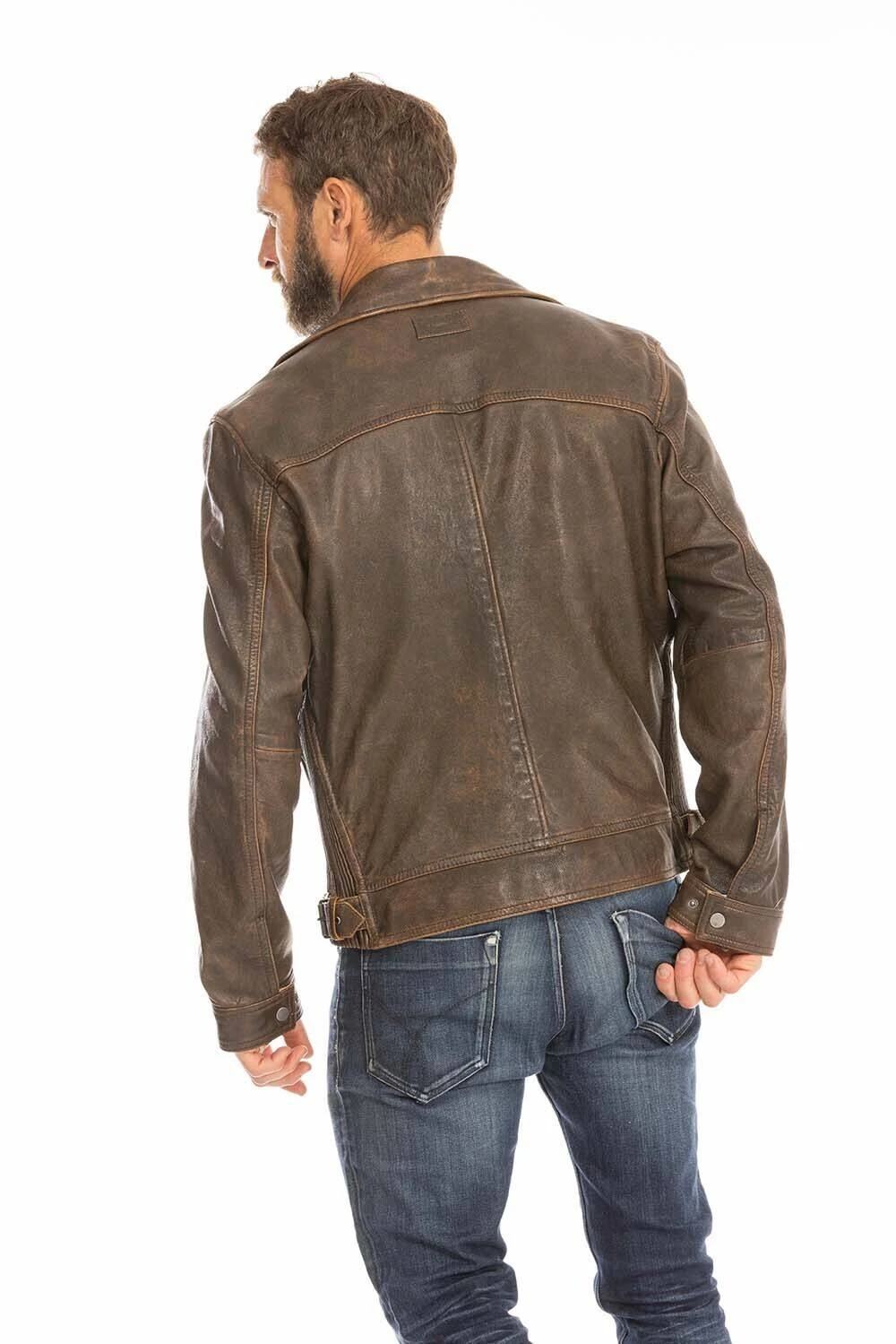 GIPSY Blouson Cuir Homme Biker Marron Vieilli " 14879 " 9 GIPSY Blouson Cuir Homme Biker Marron Vieilli " 14879 " – Image 9