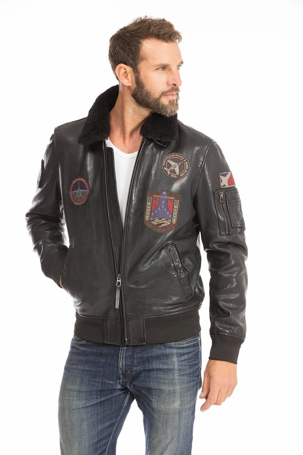 Blouson Cuir Homme Patrouille De France Noir " ATHOS " – Image 7
