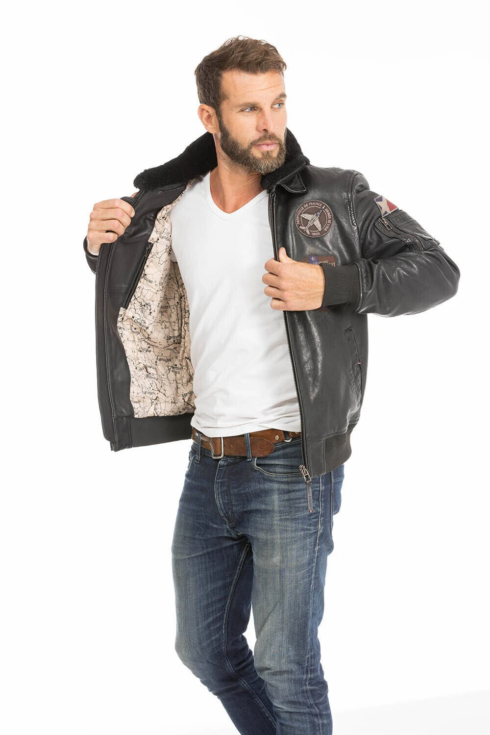 Blouson Cuir Homme Patrouille De France Noir " ATHOS " – Image 9