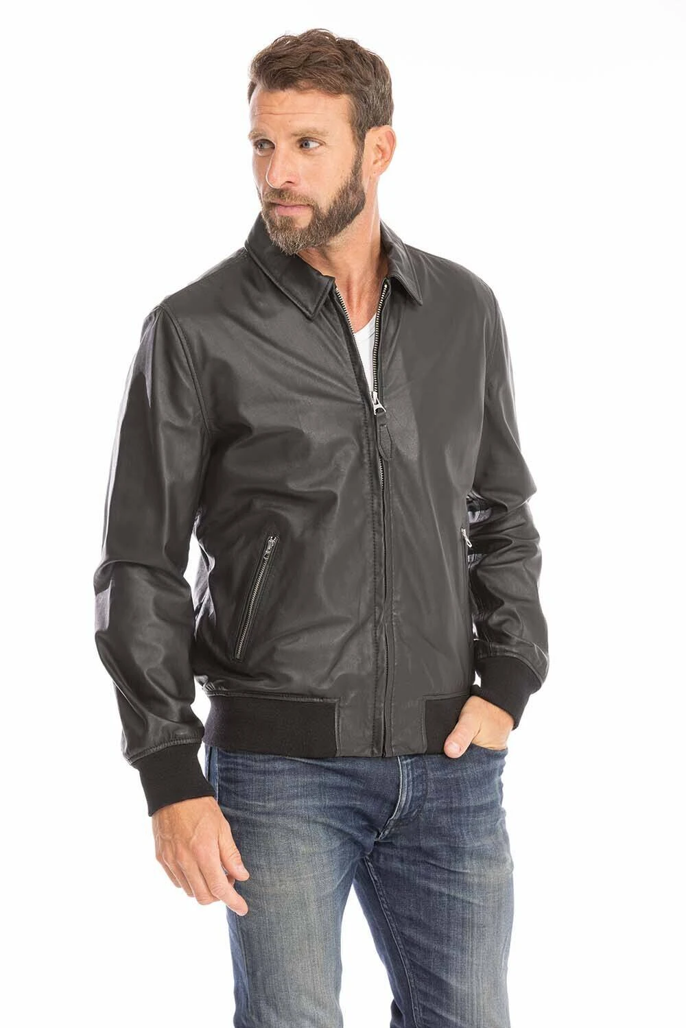Schott Blouson Pilote Cuir Agneau Noir " LC YALES " – Image 3