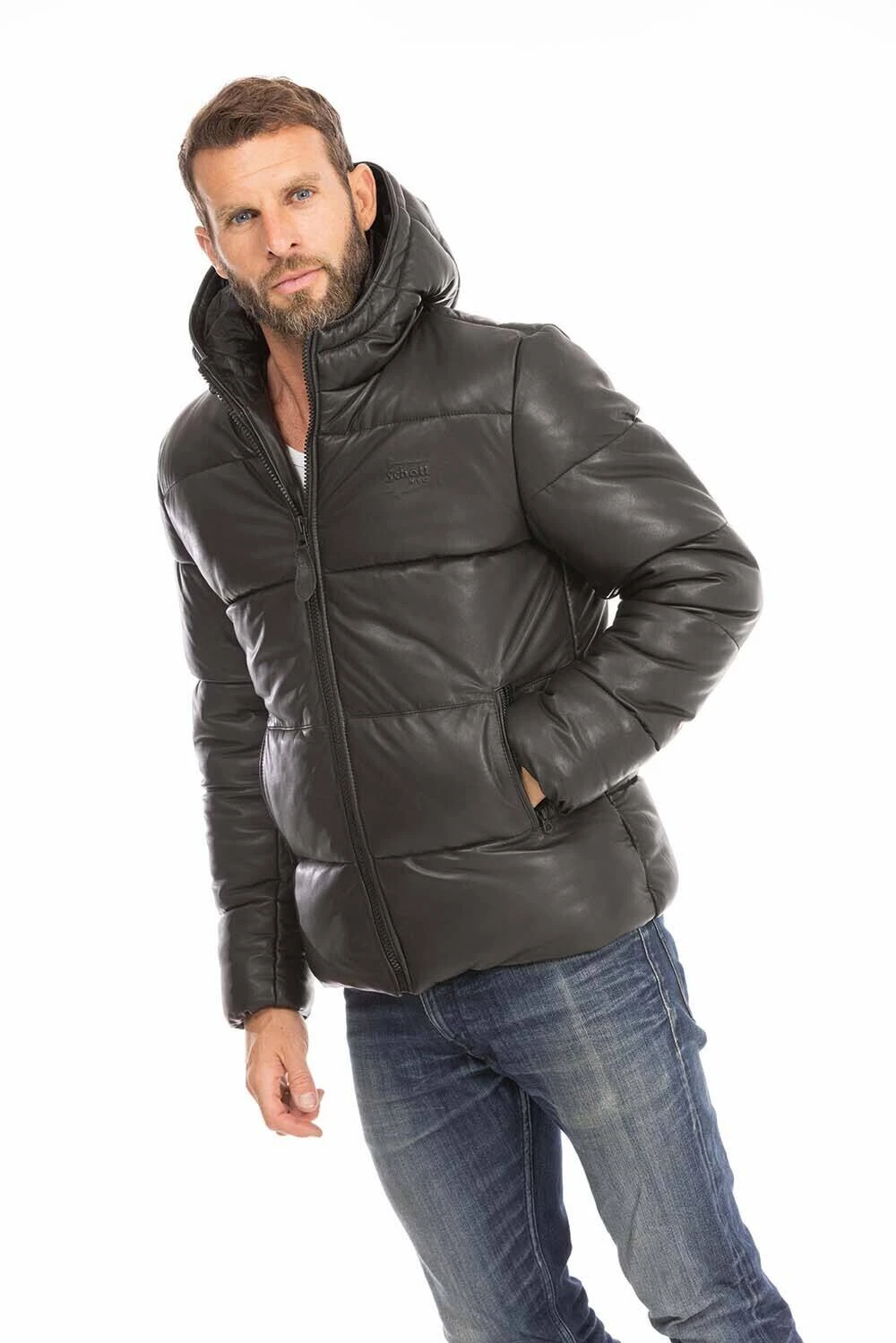 Doudoune Capuche Homme Noir Schott " LC OKLAHOMA H " 3 Doudoune Capuche Homme Noir Schott " LC OKLAHOMA H " – Image 3