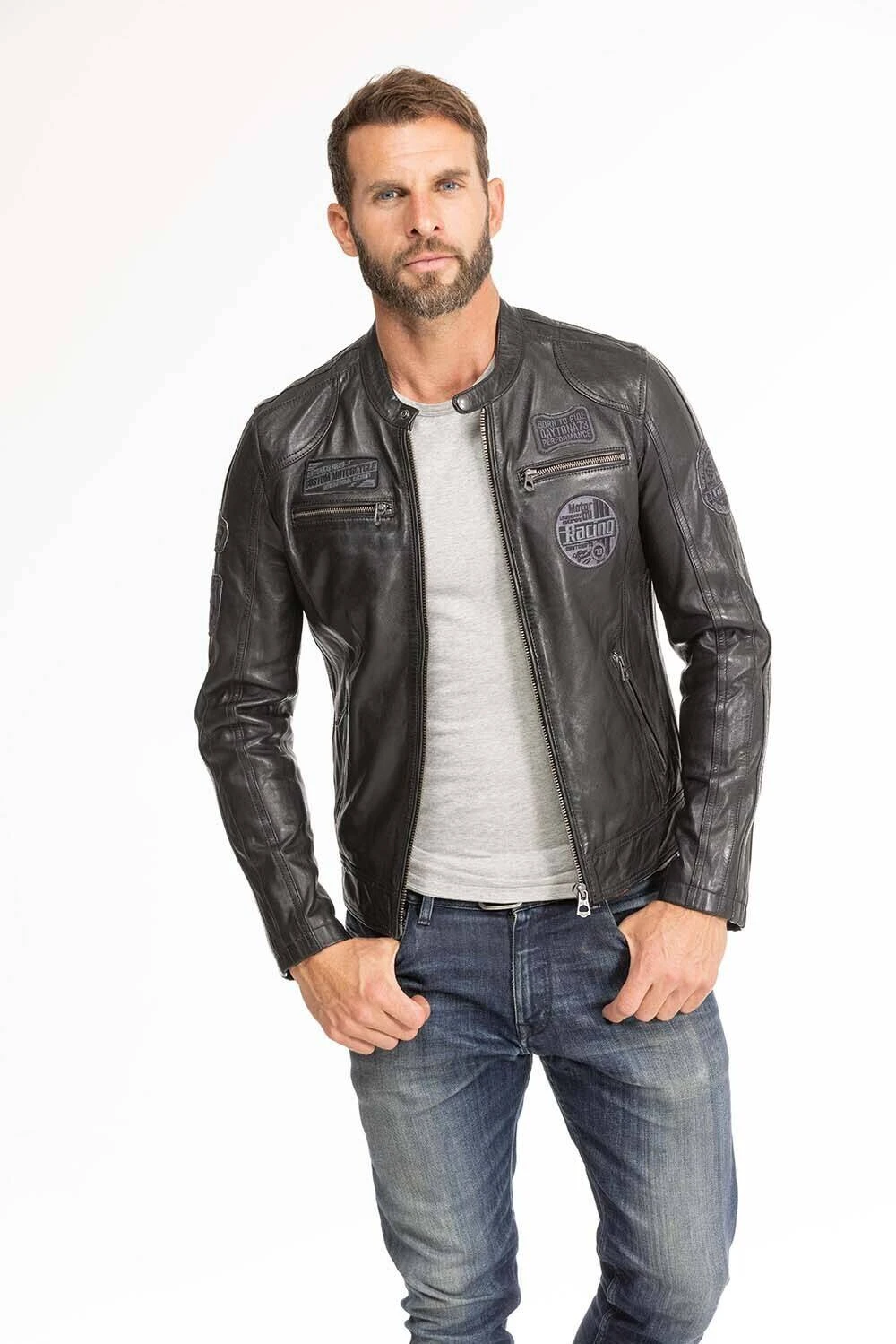 Blouson Cuir Homme Noir Daytona " 102434 " – Image 2