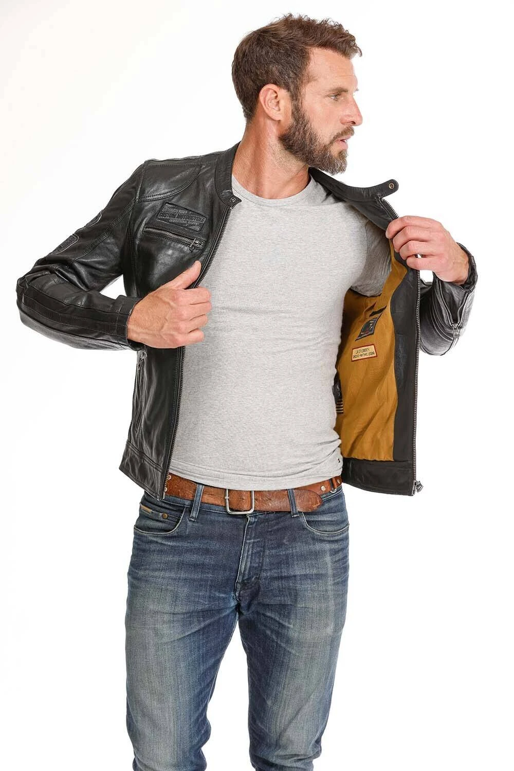 Blouson Cuir Homme Noir Daytona " 102434 " – Image 4