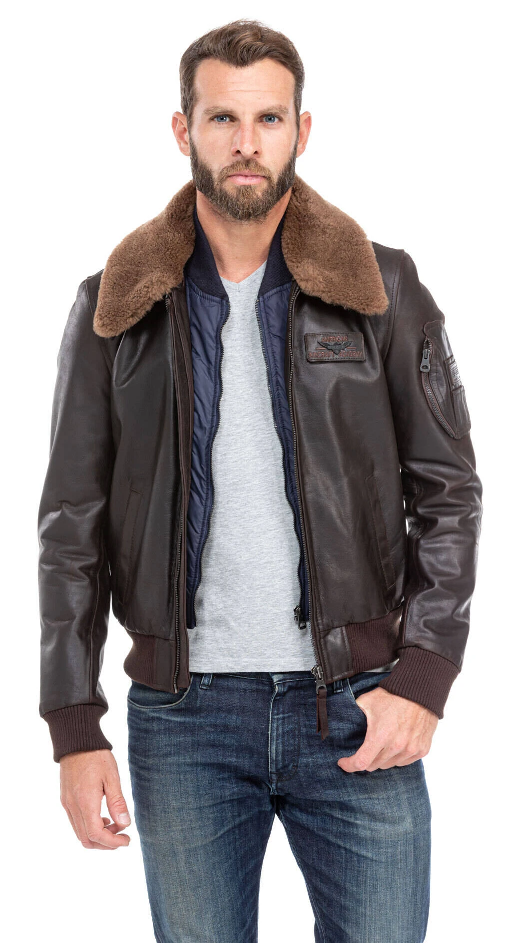 REDSKINS Blouson Cuir Homme Marron "COMMANDER STRIKING"